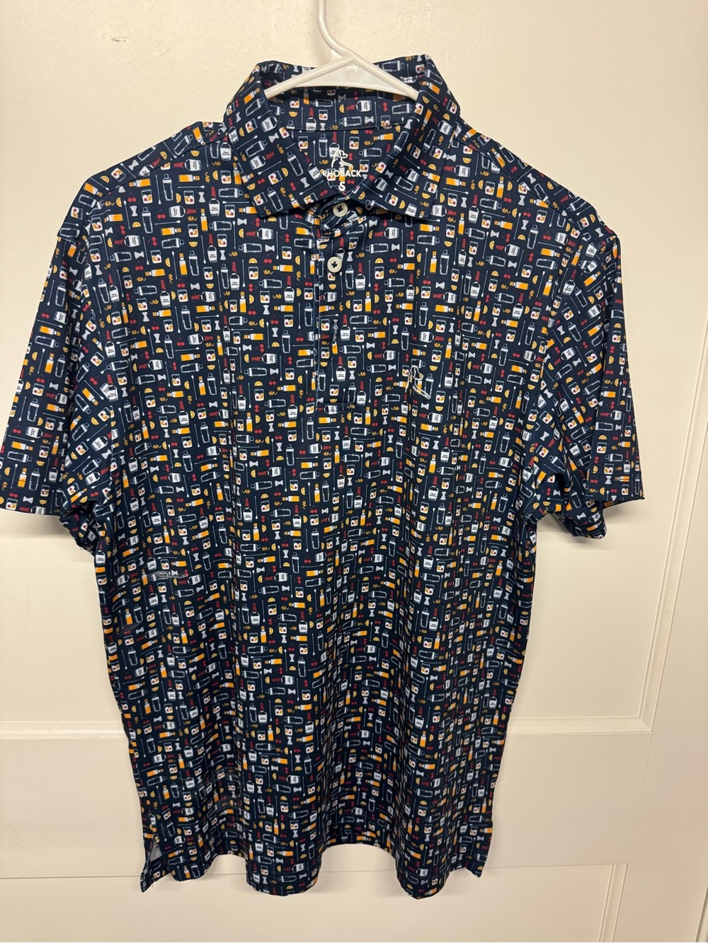 Rhoback Navy Breakfastball Printed Polo